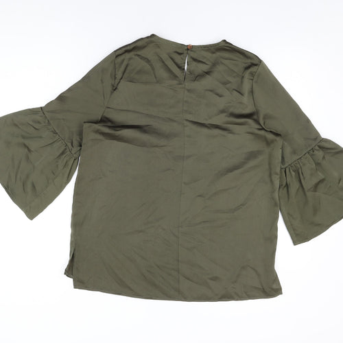 Pep & Co Womens Green Polyester Basic T-Shirt Size 14 Round Neck