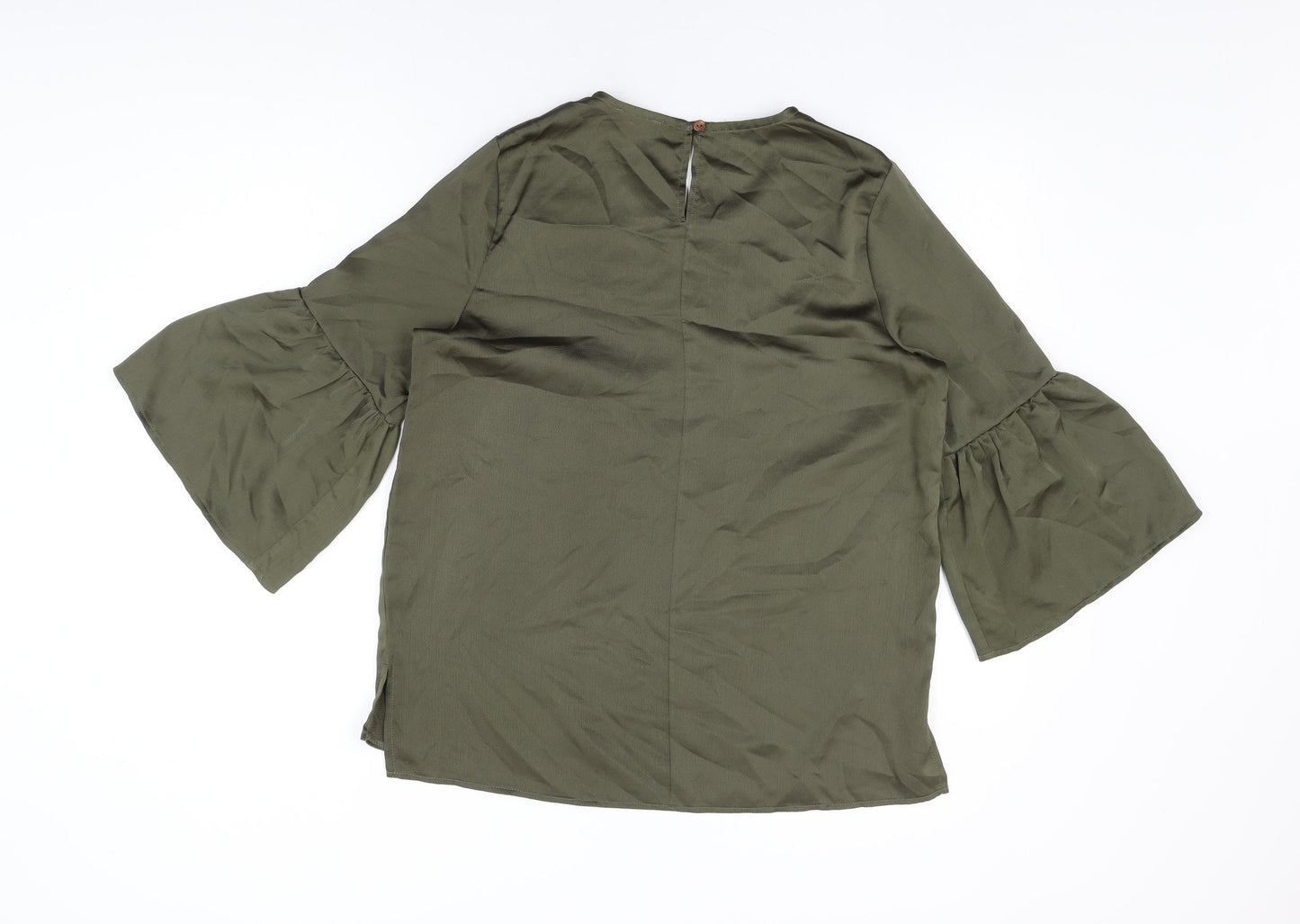 Pep & Co Womens Green Polyester Basic T-Shirt Size 14 Round Neck