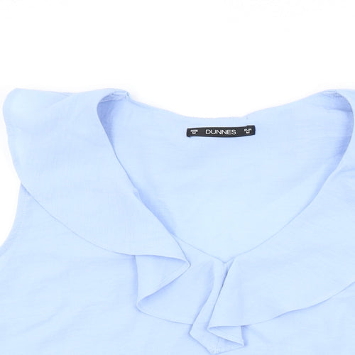 Dunnes Womens Blue Polyester Basic T-Shirt Size M V-Neck