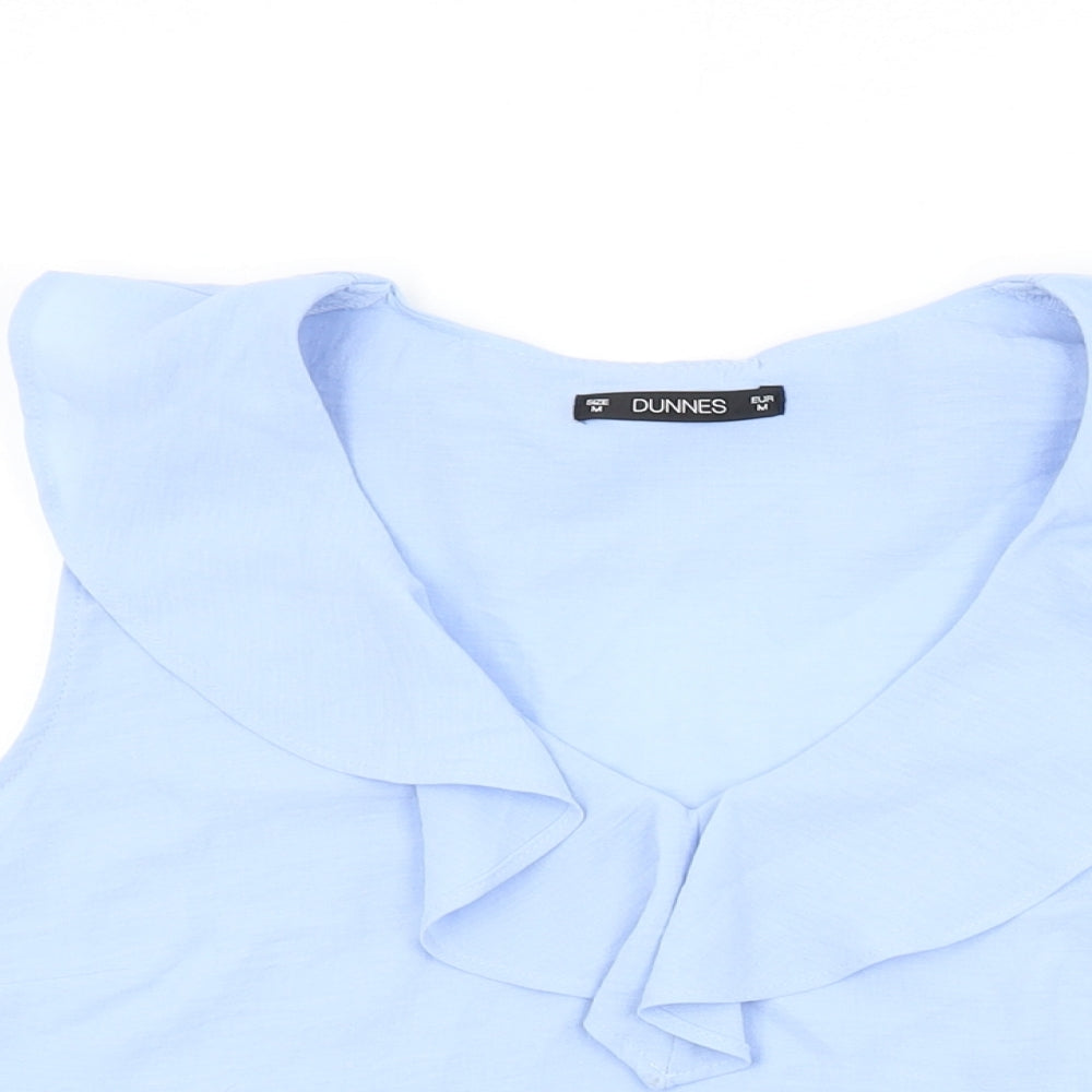 Dunnes Womens Blue Polyester Basic T-Shirt Size M V-Neck