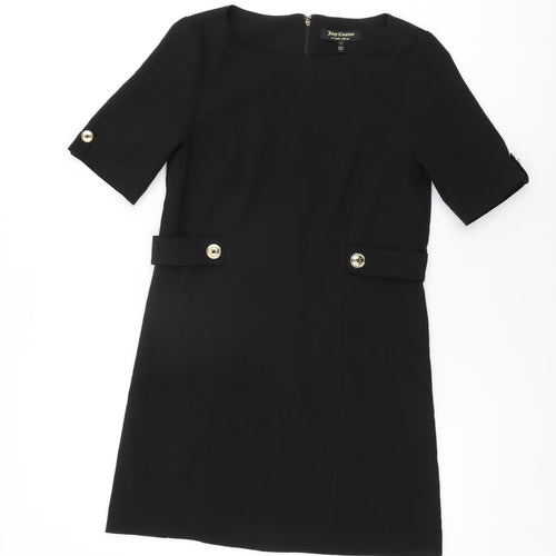 Juicy Couture Womens Black Polyester Shift Size 6 Round Neck Zip
