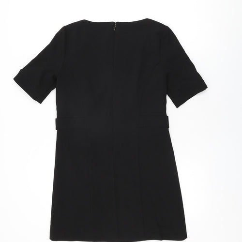 Juicy Couture Womens Black Polyester Shift Size 6 Round Neck Zip