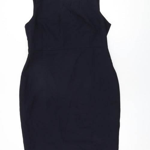 Dorothy Perkins Womens Blue Polyester Bodycon Size 16 Boat Neck Zip