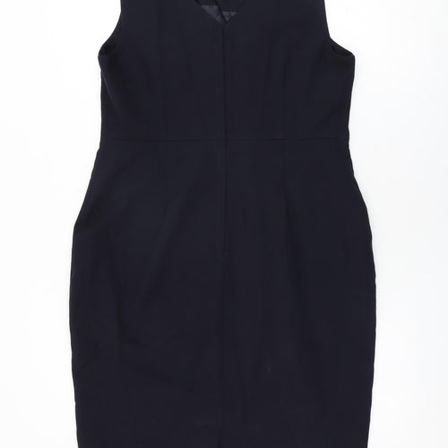 Dorothy Perkins Womens Blue Polyester Bodycon Size 16 Boat Neck Zip