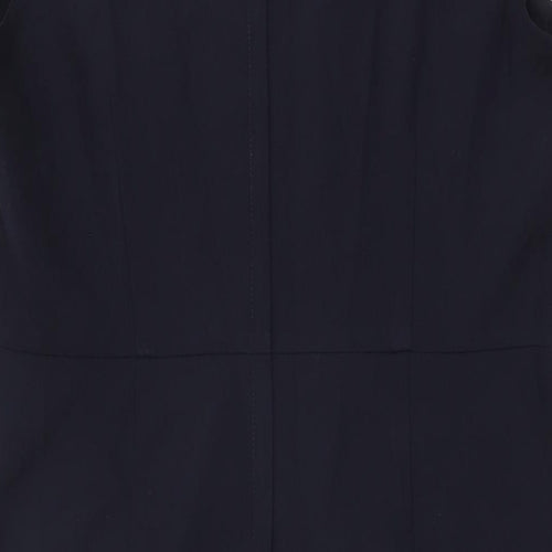 Dorothy Perkins Womens Blue Polyester Bodycon Size 16 Boat Neck Zip
