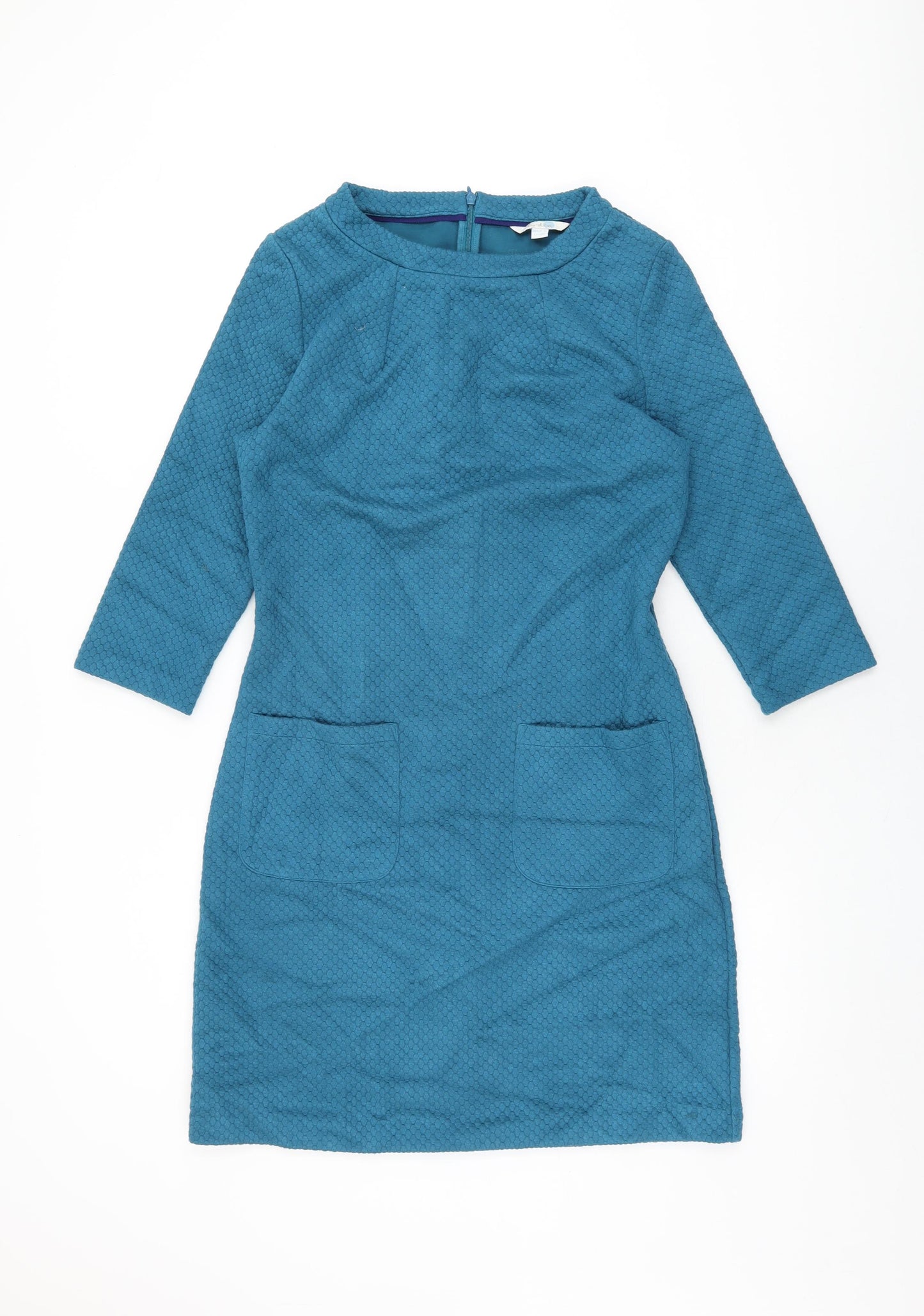Boden Womens Blue Viscose Shift Size 12 Round Neck Zip - Pockets