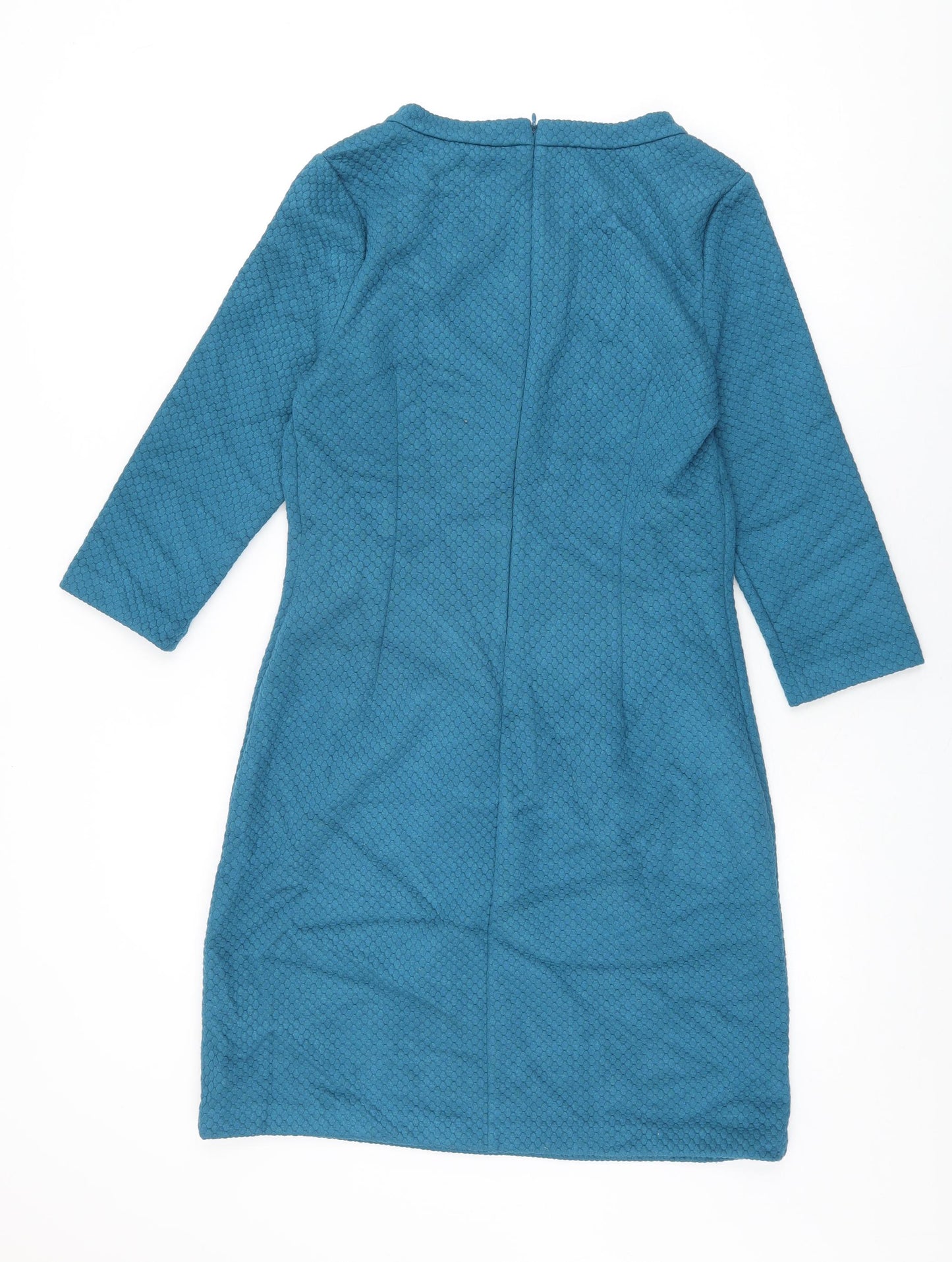 Boden Womens Blue Viscose Shift Size 12 Round Neck Zip - Pockets