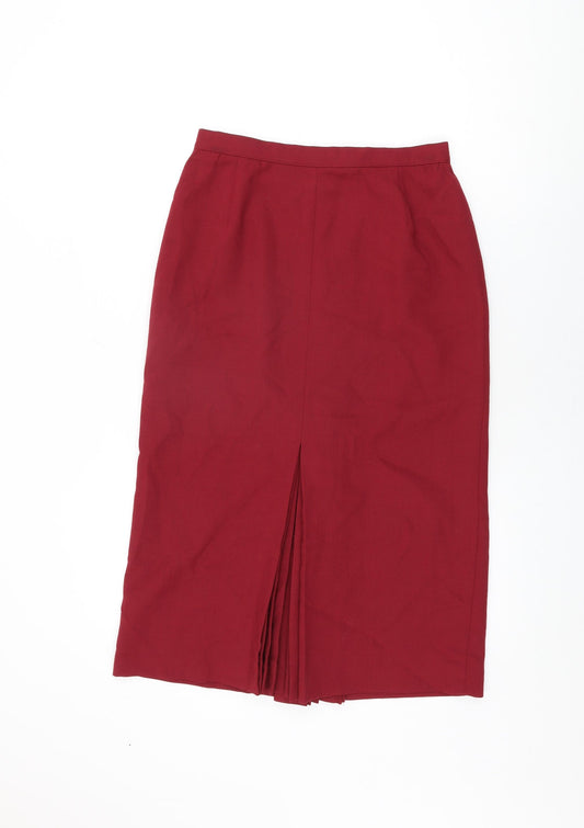 Jacques Vert Womens Red Polyester Straight & Pencil Skirt Size 12 Zip