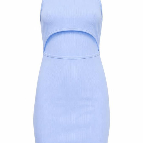 Boohoo Womens Blue Cotton Bodycon Size 8 Round Neck Pullover - Cut Out Detail