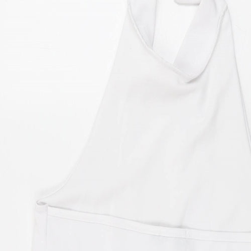 PRETTYLITTLETHING Womens White Polyester Playsuit One-Piece Size 14 L3 in Button