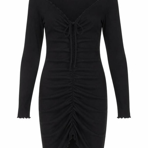 Nasty Gal Womens Black Polyester Mini Size 12 Off the Shoulder Drawstring