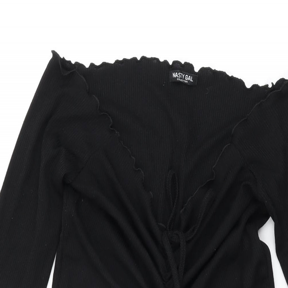 Nasty Gal Womens Black Polyester Mini Size 12 Off the Shoulder Drawstring