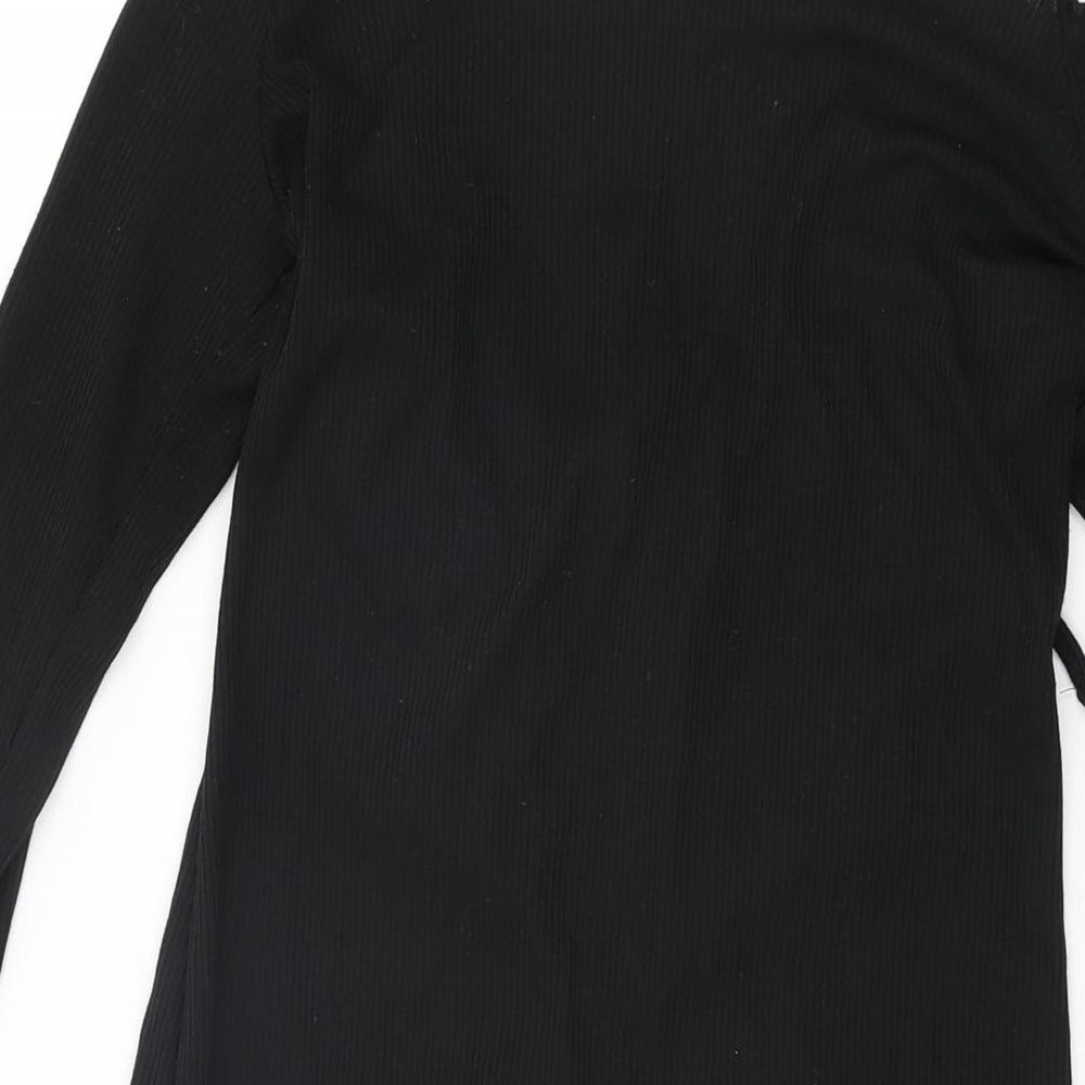 Nasty Gal Womens Black Polyester Mini Size 12 Off the Shoulder Drawstring