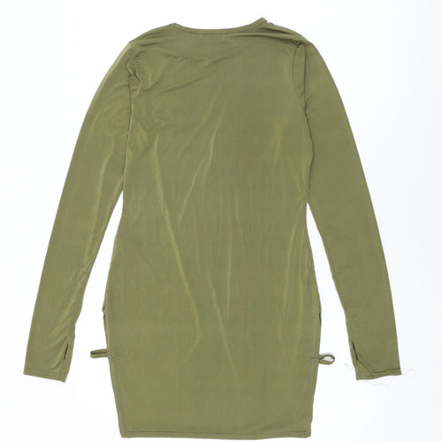 PRETTYLITTLETHING Womens Green Polyester Bodycon Size 14 Round Neck Pullover