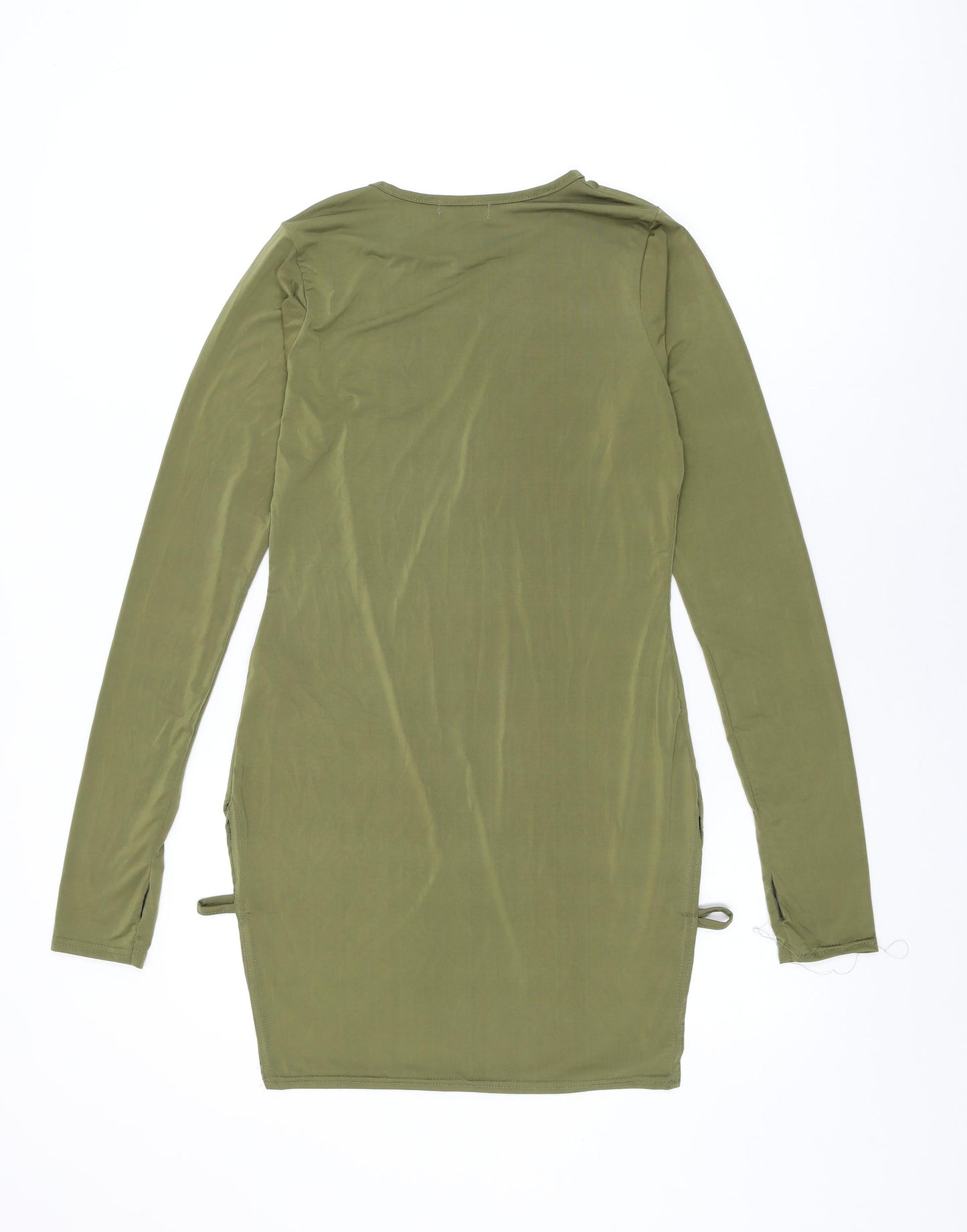 PRETTYLITTLETHING Womens Green Polyester Bodycon Size 14 Round Neck Pullover