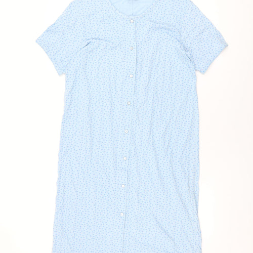 BHS Womens Blue Geometric Cotton Top Dress Size 12 Button - Size 12-14
