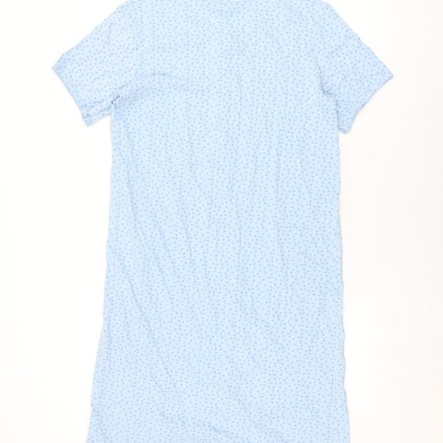 BHS Womens Blue Geometric Cotton Top Dress Size 12 Button - Size 12-14