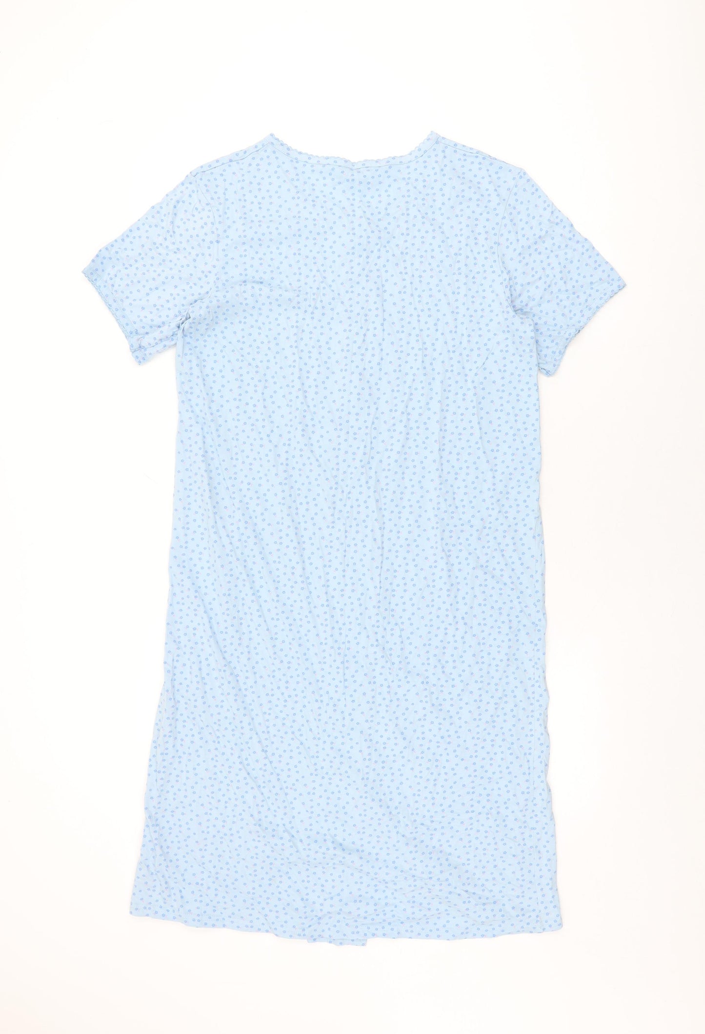 BHS Womens Blue Geometric Cotton Top Dress Size 12 Button - Size 12-14