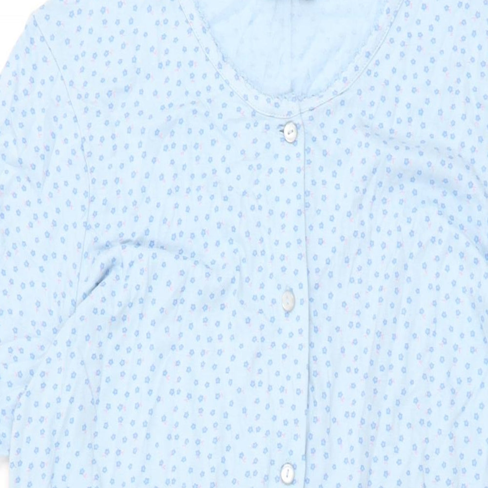 BHS Womens Blue Geometric Cotton Top Dress Size 12 Button - Size 12-14