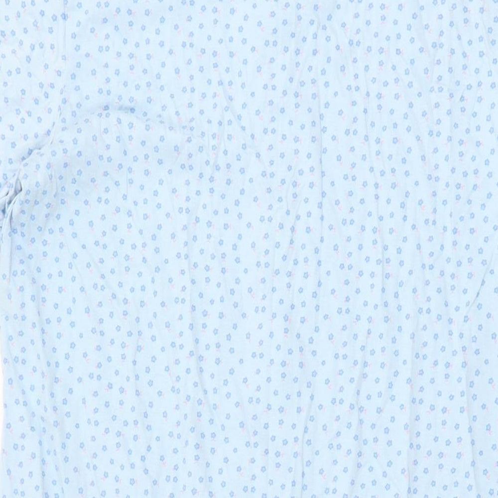 BHS Womens Blue Geometric Cotton Top Dress Size 12 Button - Size 12-14