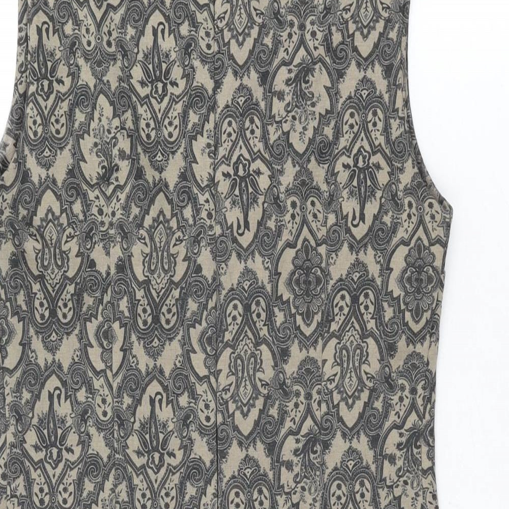 Izabel London Womens Brown Geometric Polyester Shift Size 8 Round Neck Zip