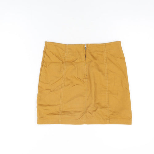 FOREVER 21 Womens Yellow Cotton Mini Skirt Size M Zip