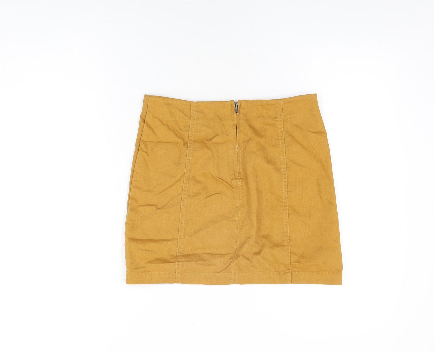 FOREVER 21 Womens Yellow Cotton Mini Skirt Size M Zip