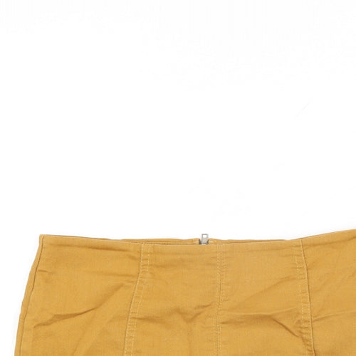 FOREVER 21 Womens Yellow Cotton Mini Skirt Size M Zip