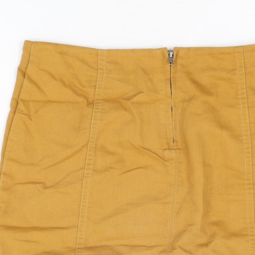 FOREVER 21 Womens Yellow Cotton Mini Skirt Size M Zip