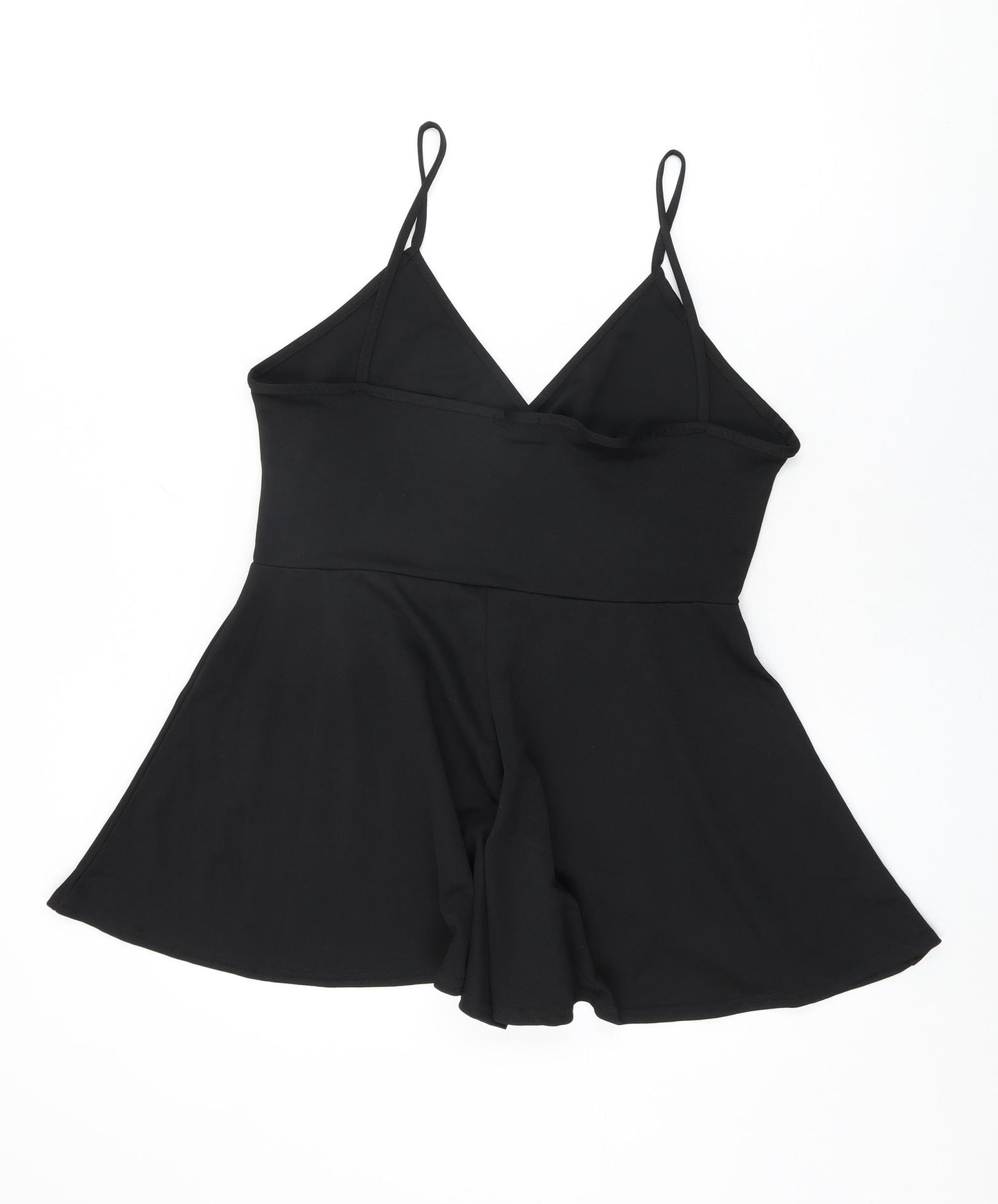 PRETTYLITTLETHING Womens Black Polyester Playsuit One-Piece Size 14 L3 in Pullover