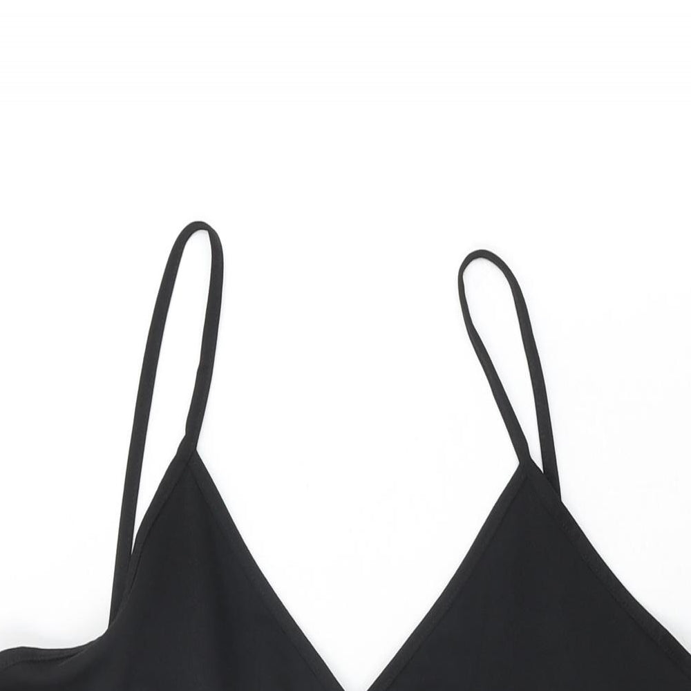 PRETTYLITTLETHING Womens Black Polyester Playsuit One-Piece Size 14 L3 in Pullover