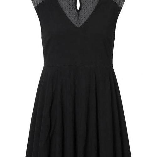 mamas & papas Womens Black Nylon Skater Dress Size 10 V-Neck Pullover