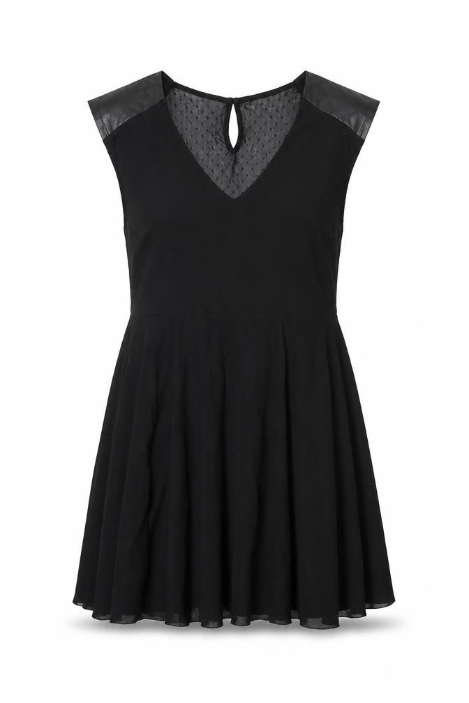 mamas & papas Womens Black Nylon Skater Dress Size 10 V-Neck Pullover