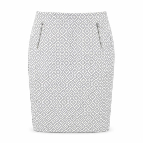 Marks and Spencer Womens Grey Geometric Polyester Straight & Pencil Skirt Size 8 Zip