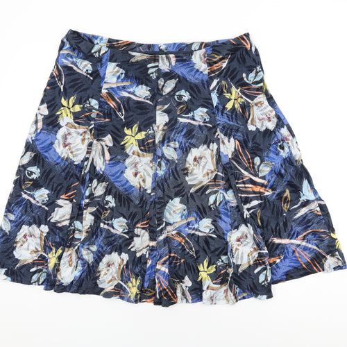 Marks and Spencer Womens Blue Floral Cotton Swing Skirt Size 20