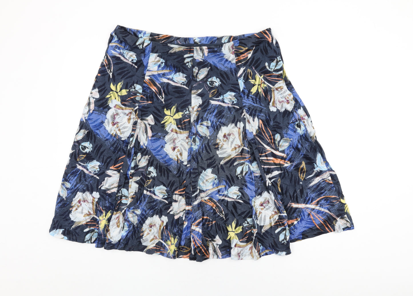 Marks and Spencer Womens Blue Floral Cotton Swing Skirt Size 20