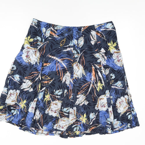 Marks and Spencer Womens Blue Floral Cotton Swing Skirt Size 20