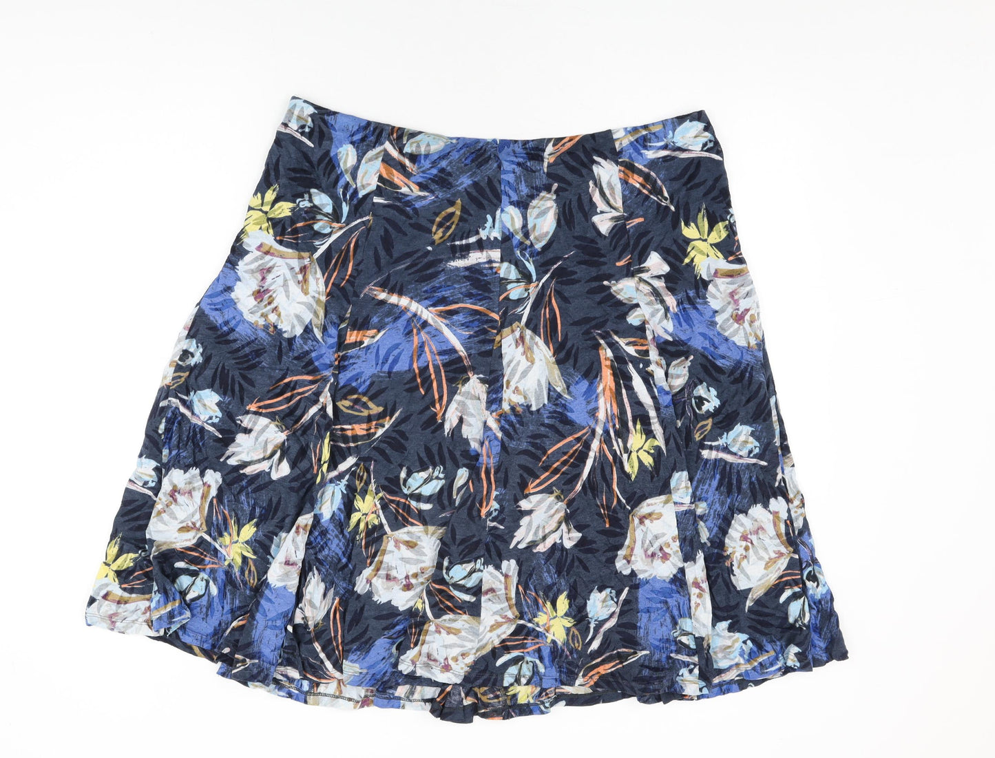 Marks and Spencer Womens Blue Floral Cotton Swing Skirt Size 20