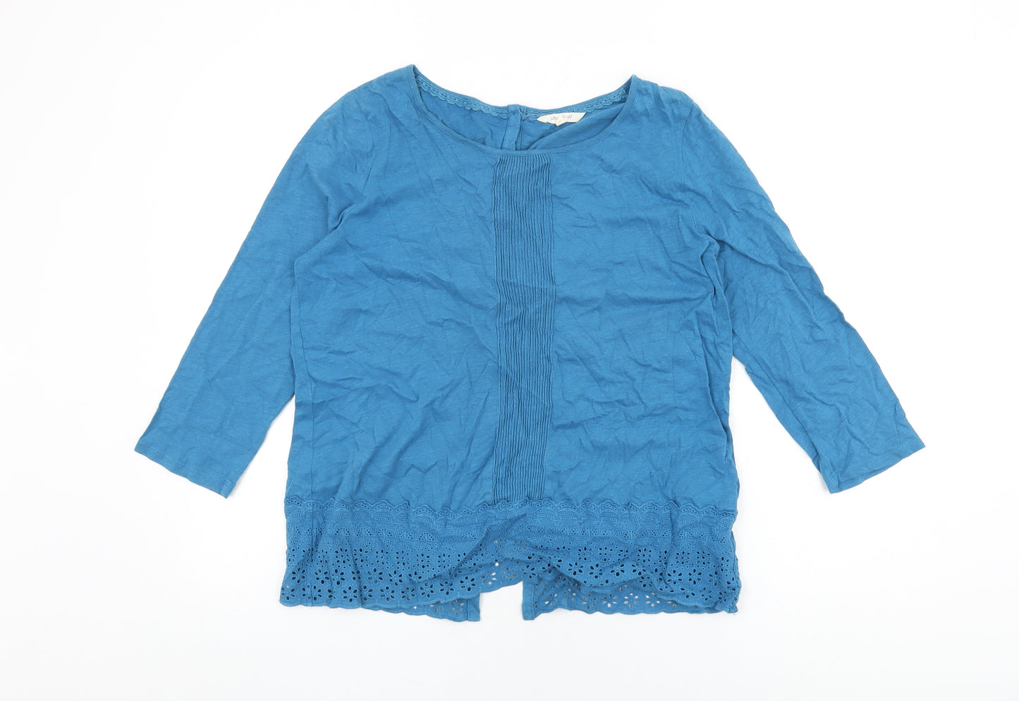 White Stuff Womens Blue Cotton Basic T-Shirt Size 14 Round Neck