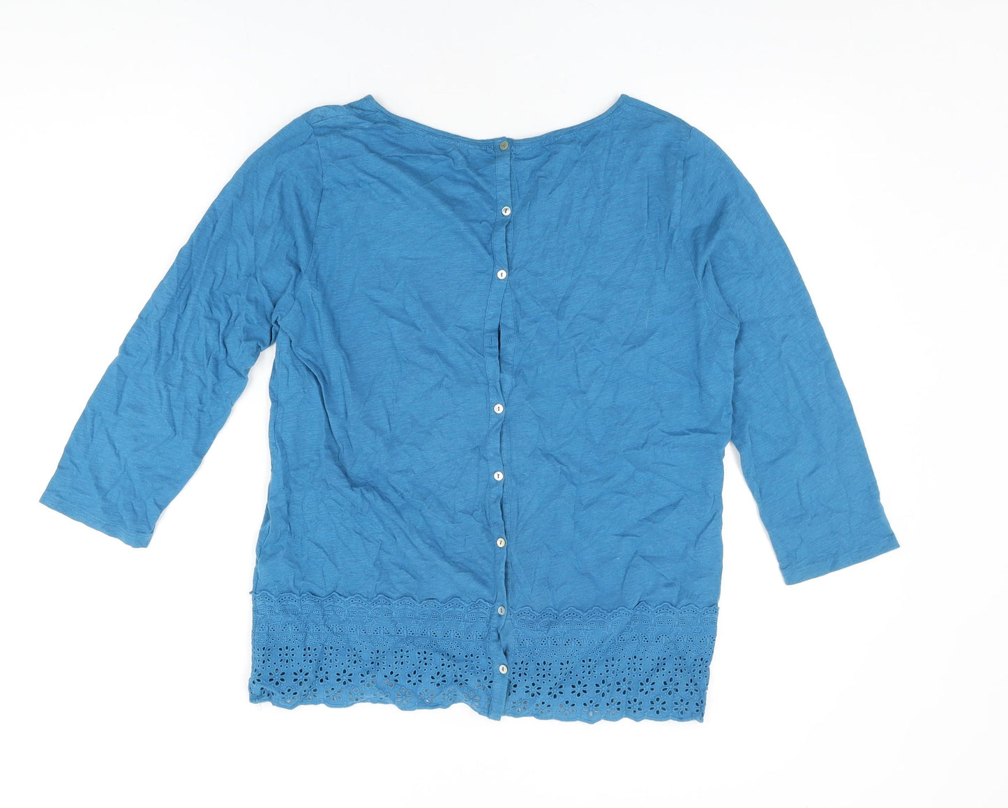 White Stuff Womens Blue Cotton Basic T-Shirt Size 14 Round Neck