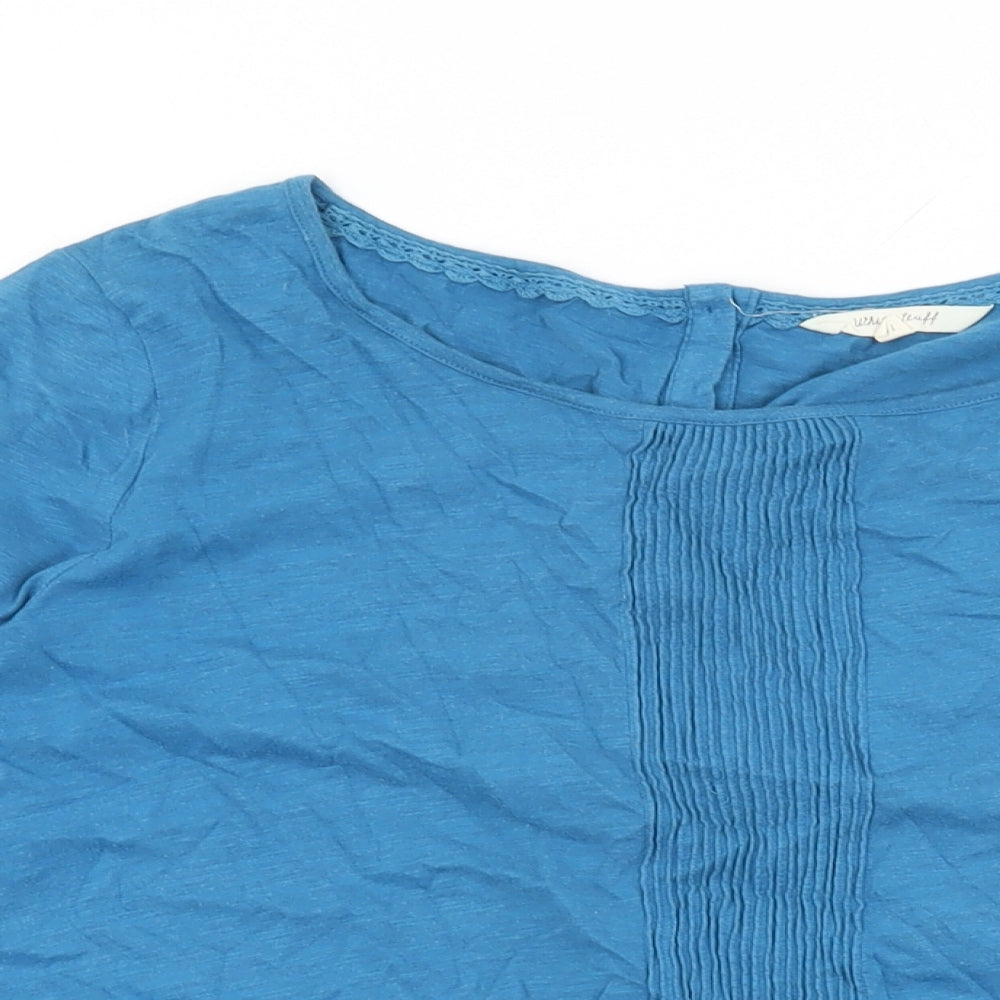 White Stuff Womens Blue Cotton Basic T-Shirt Size 14 Round Neck