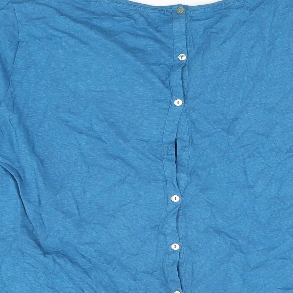 White Stuff Womens Blue Cotton Basic T-Shirt Size 14 Round Neck