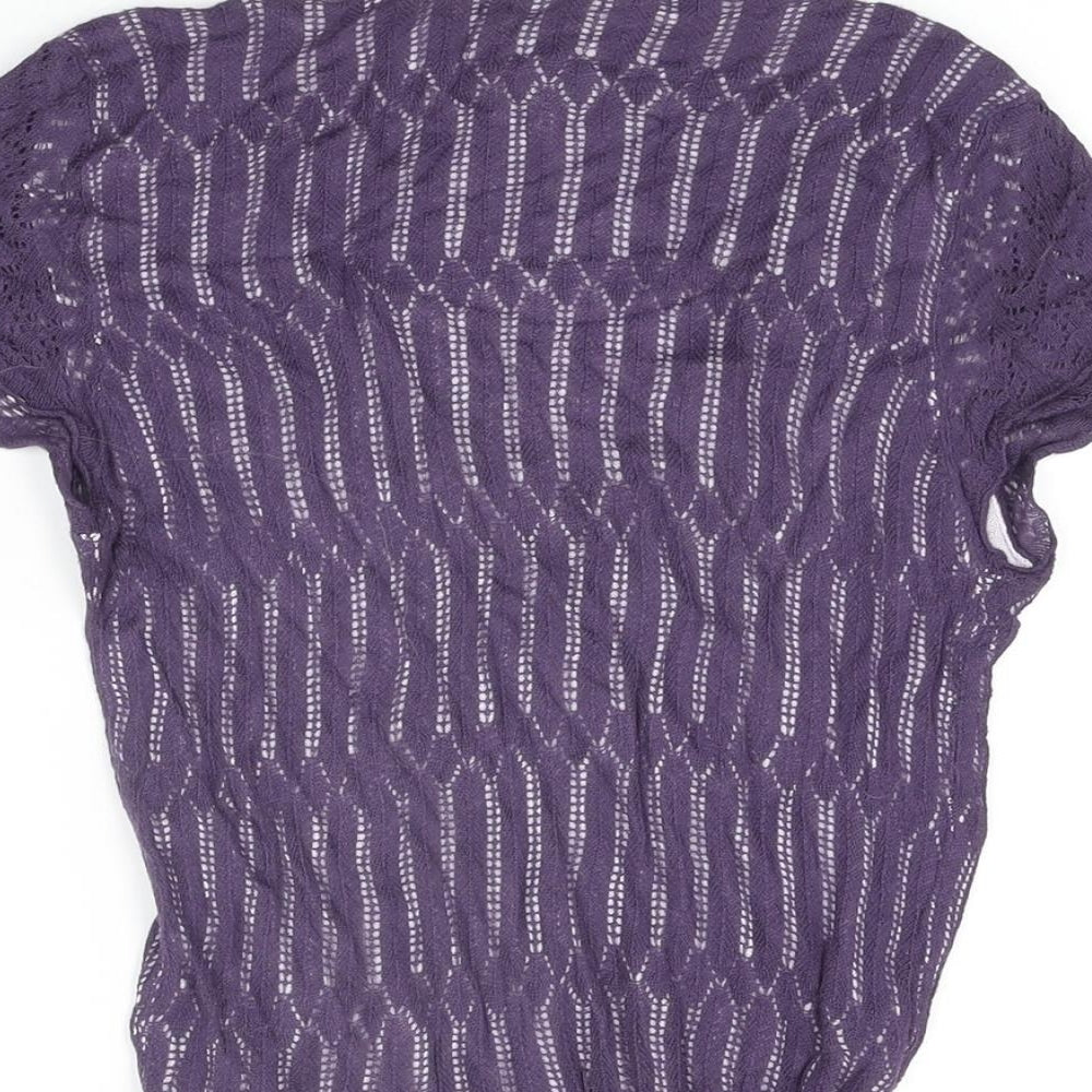 NEXT Womens Purple Viscose Basic T-Shirt Size 12 V-Neck