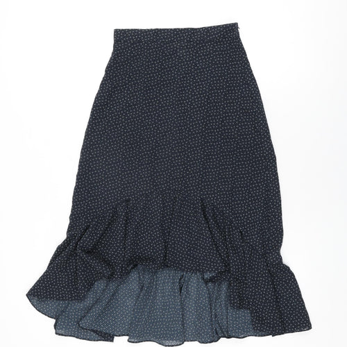 H&M Womens Blue Geometric Polyester Flare Skirt Size 6 Zip