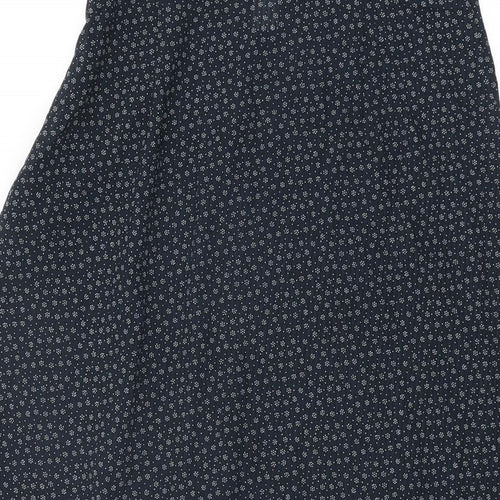 H&M Womens Blue Geometric Polyester Flare Skirt Size 6 Zip