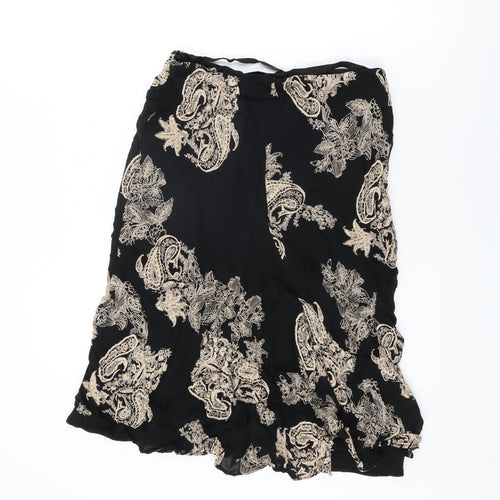 Florence + Fred Womens Black Floral Viscose Flare Skirt Size 14