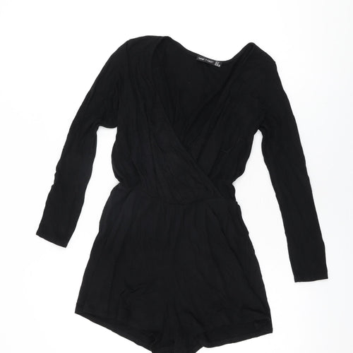 I SAW IT FIRST Womens Black Viscose Playsuit One-Piece Size 10 L3 in Pullover