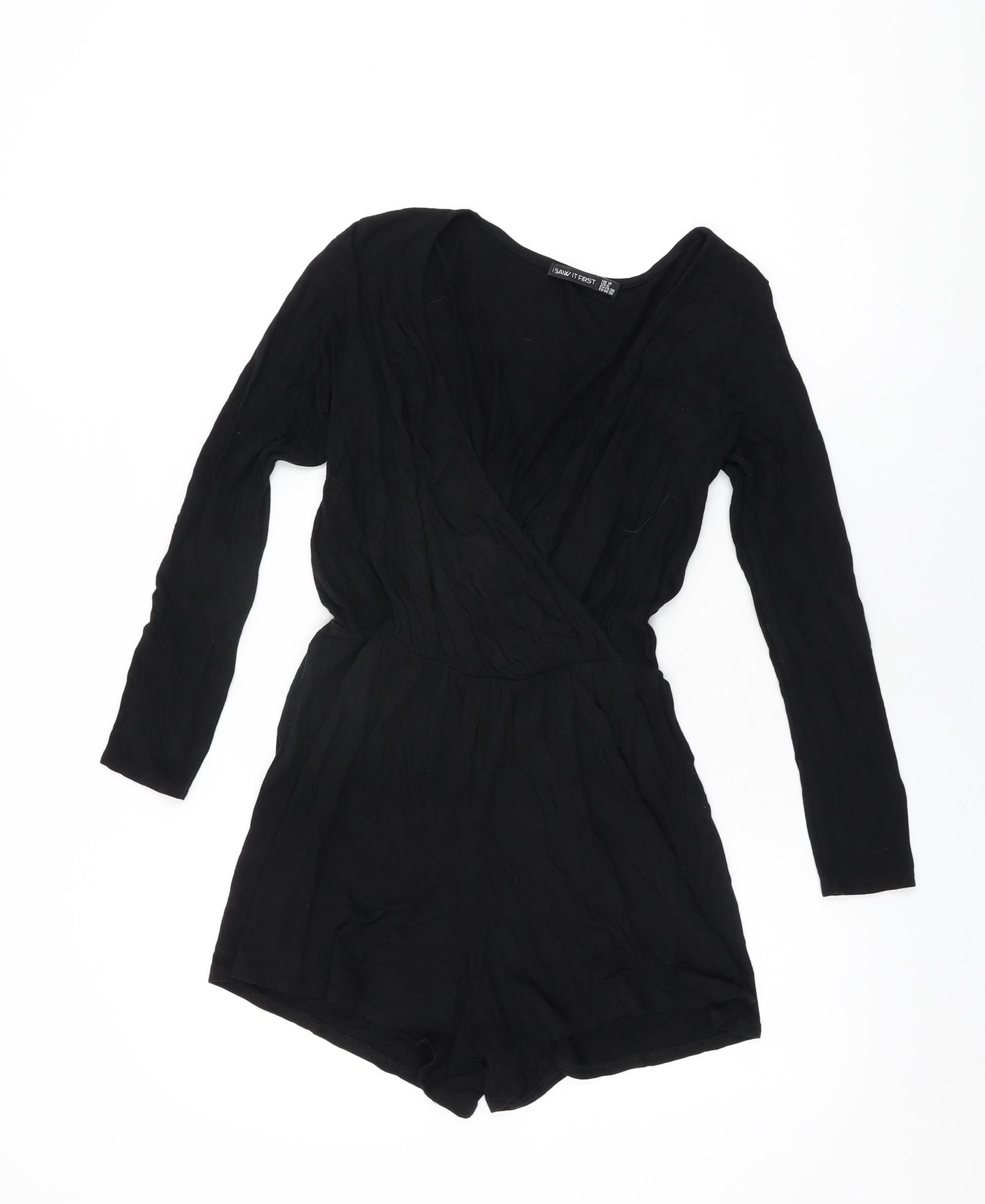 I SAW IT FIRST Womens Black Viscose Playsuit One-Piece Size 10 L3 in Pullover