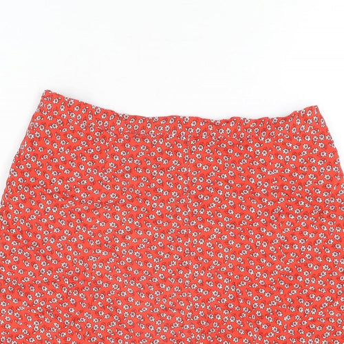 Cooperative Womens Red Floral Viscose Mini Skirt Size S Button