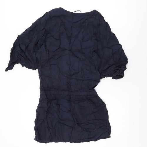 Zara Womens Blue Viscose Basic T-Shirt Size XS V-Neck